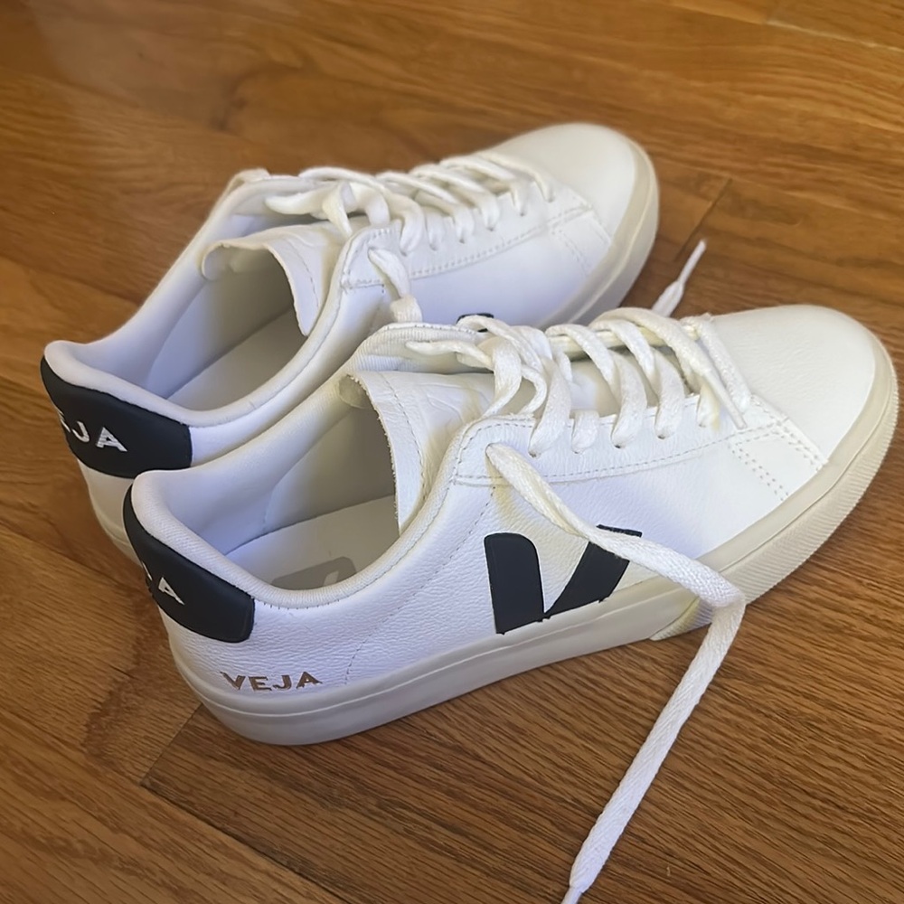 Veja White Sneakers with Black Accents